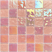 Wholesale 4mm thick square outdoor iridescent blue and yellow multi-colored glass mosaic tiles for family villa swimming pool 