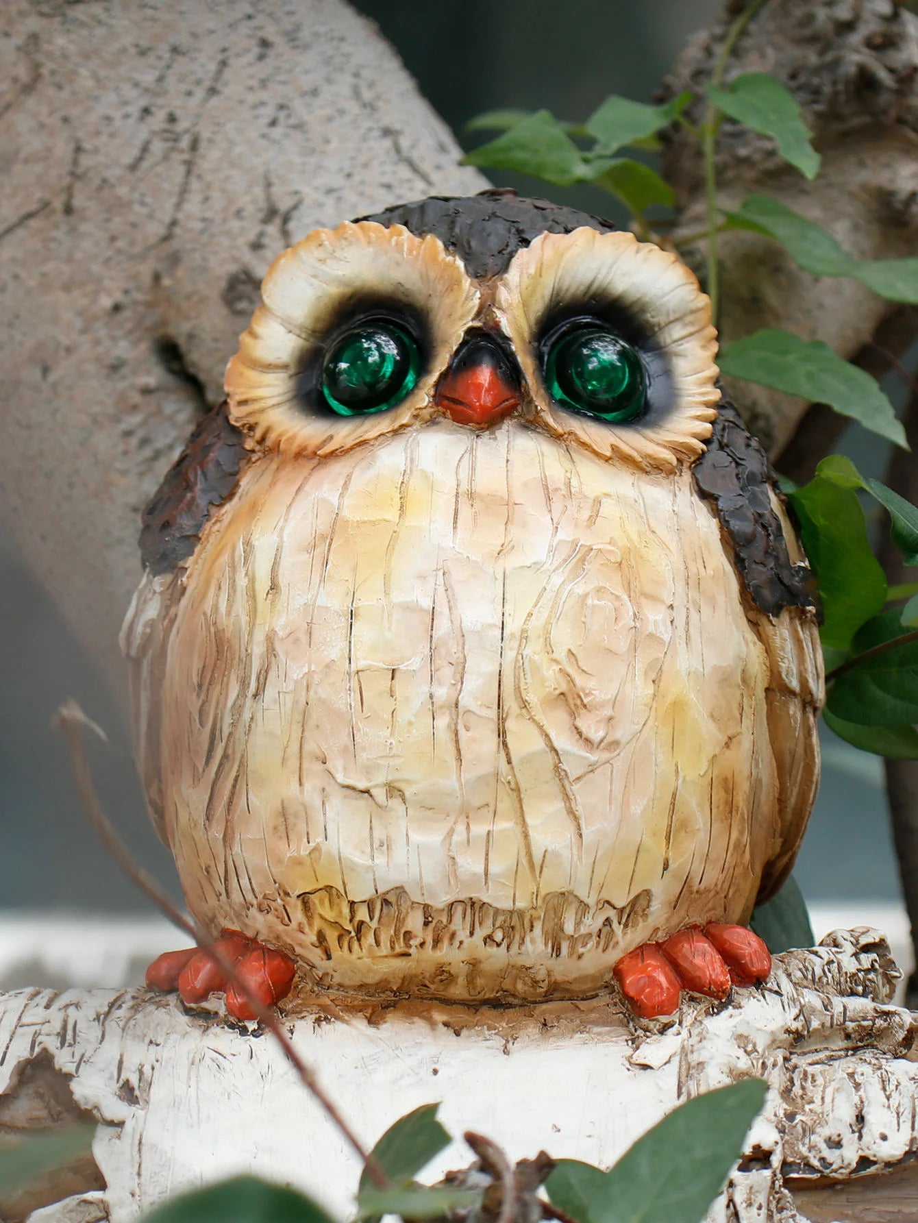 Owl-Shaped Resin Statue Anime-Themed Animal Figurine for Garden & Outdoor Display Painted Model for Home Decoration