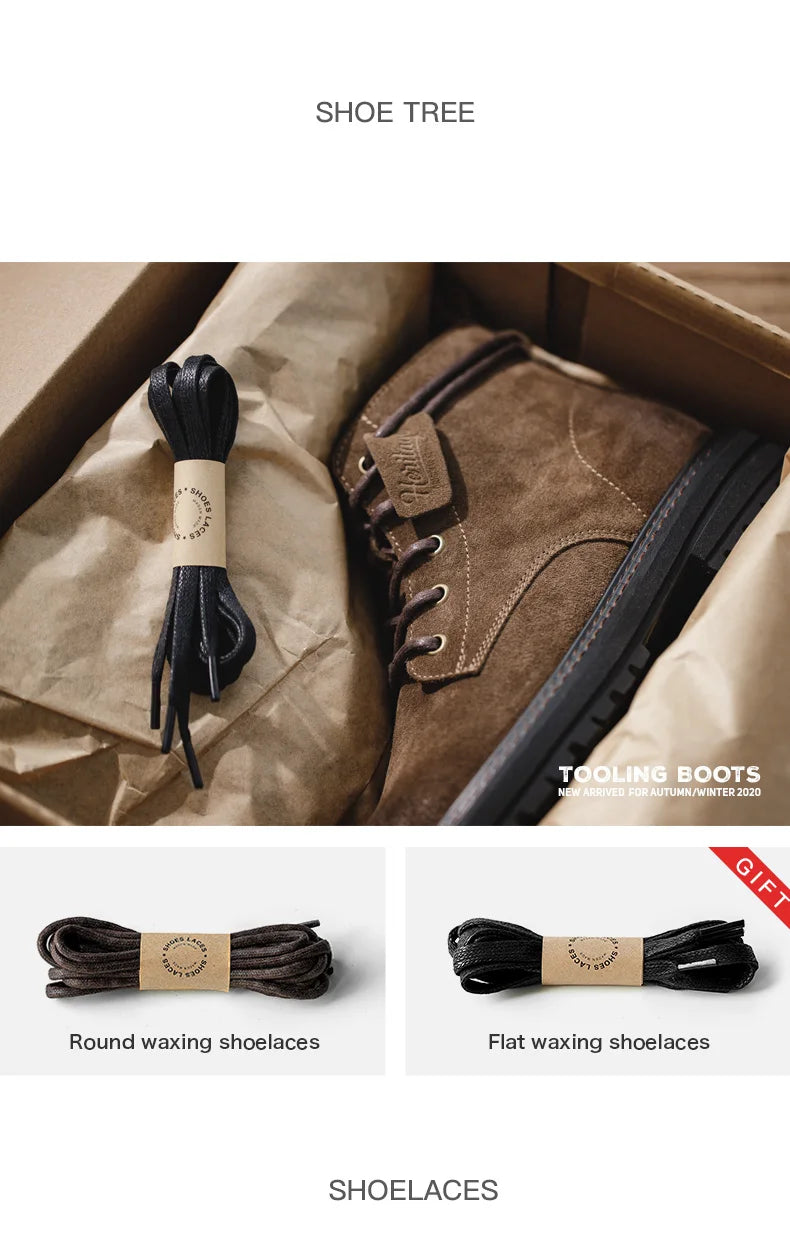 Giày Boot Nam Da Lộn Cổ Cao Lót Lông Maden Vintage