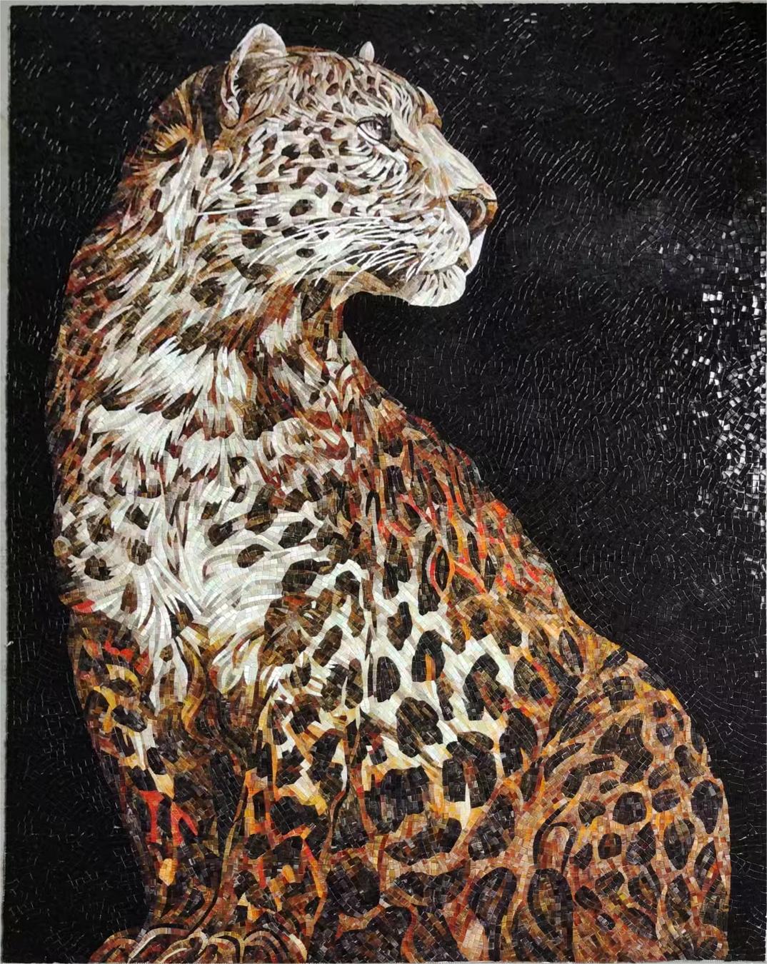 Modern leopard pattern glass mosaic made to order