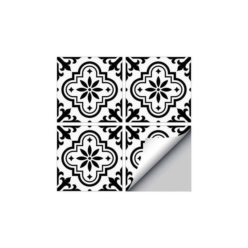 Classic European Black And White Tile Floor Stickers 3D Adhesive Kitchen Corridor Decoration Wallpaper Waterproof