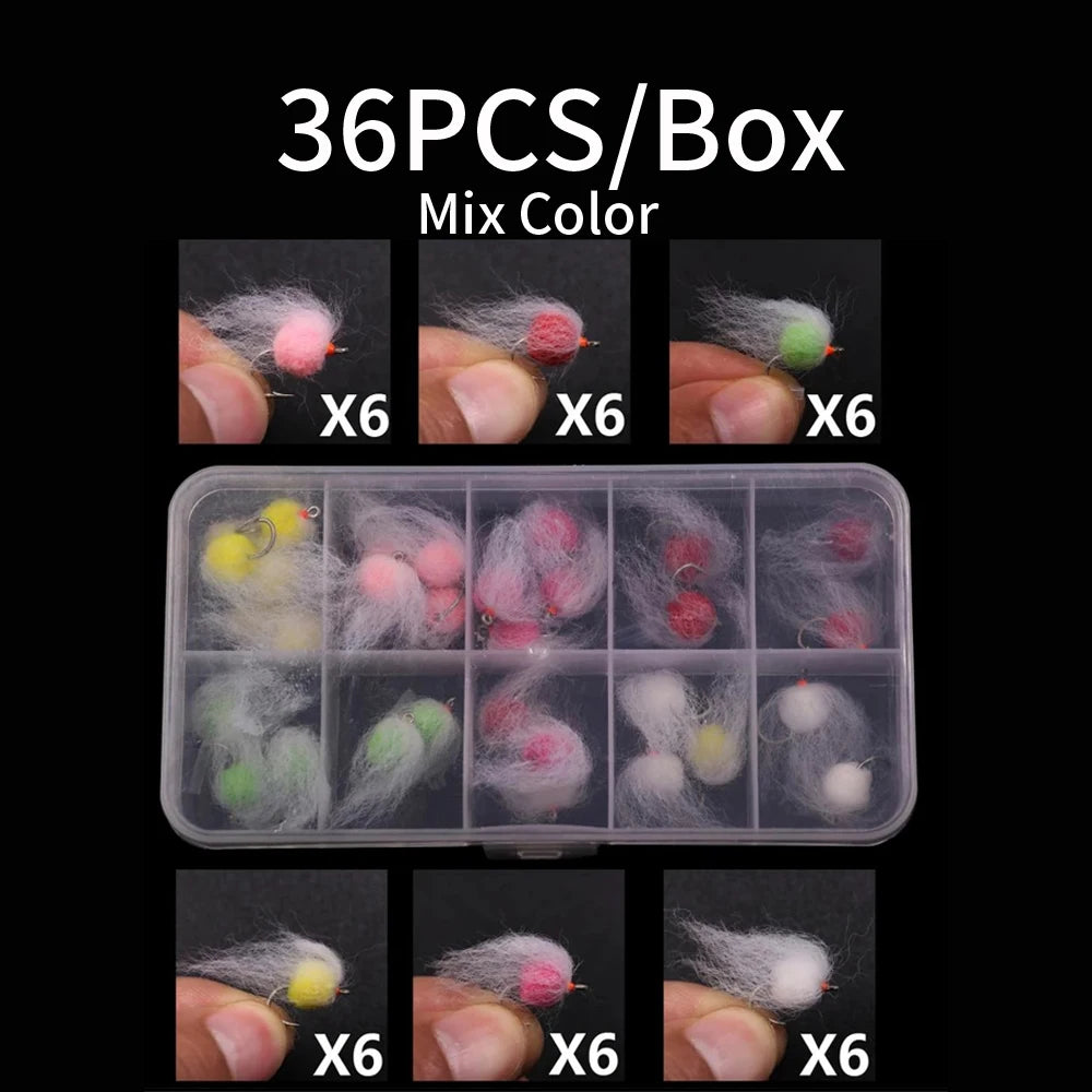 Combo 36 Mồi Giả Bắt Cá Hương Sáng Trứng Ruồi Size 12