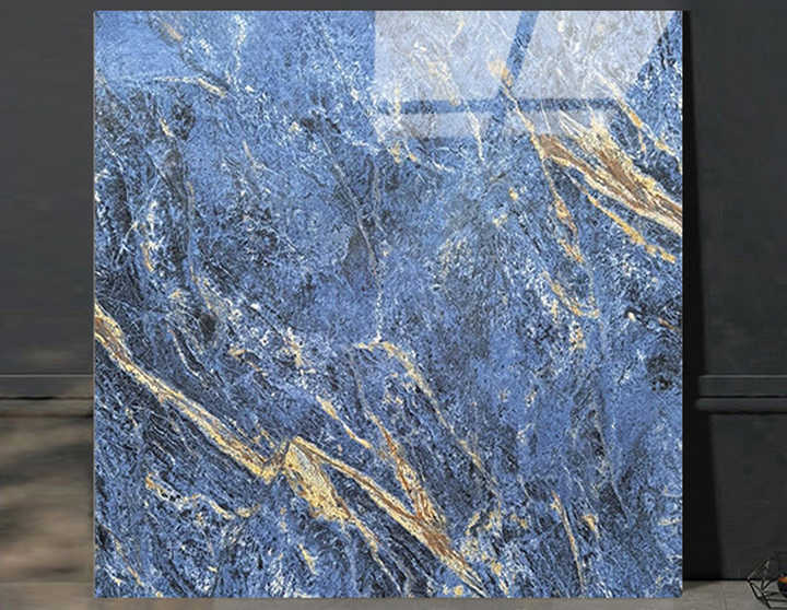 Dark Marble Pattern Ceramic Tiles Faux Marble Porcelain Floor Tiles 80X80 Carreaux Blue Marble Pattern
