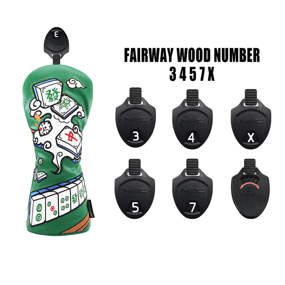 Mahjong Embroidered PU Leather Golf Club - Unique Style