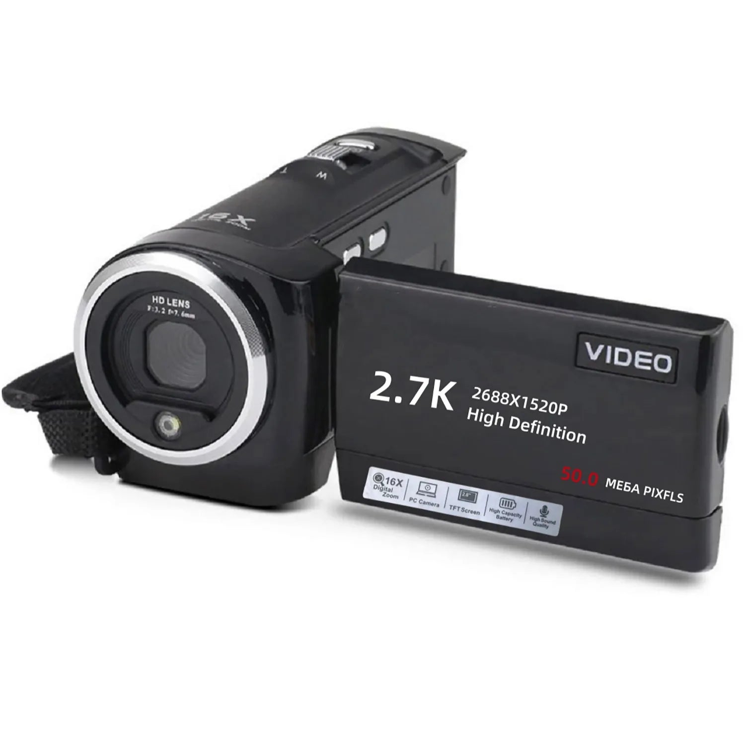 Yinzam 1080P 16X Zoom, 50MP, 2.7K Camcorder, with 32GB card