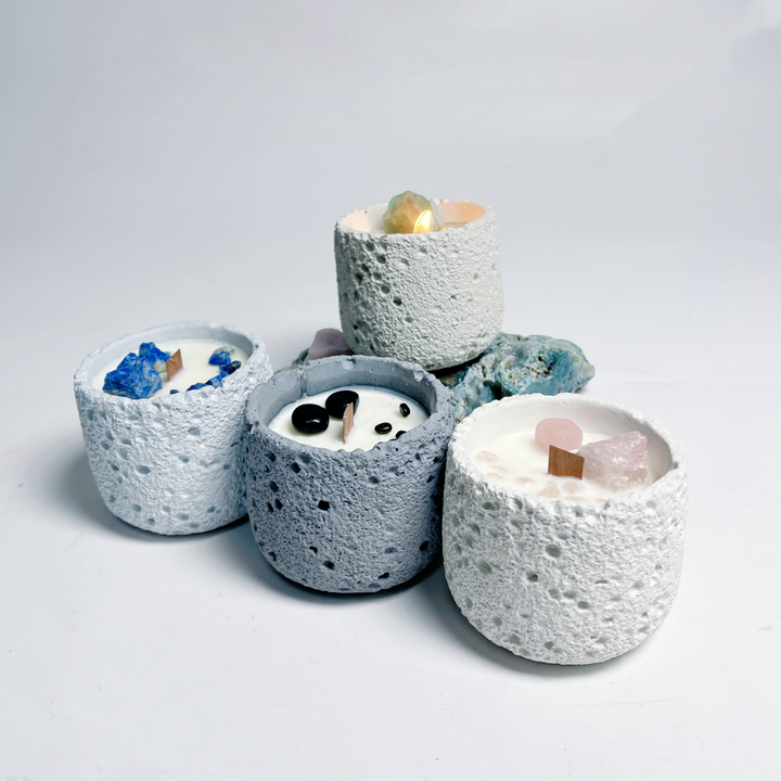 Factory price OMK meteorite cement candle jar, cement candle bowl, concrete candle holder for candle making 