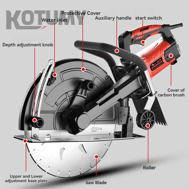 220V Electric Wall Chaser Multi-function Wall Slotting Machine Concrete Stone Road Cutting Machine Multi-angle Circular Saw