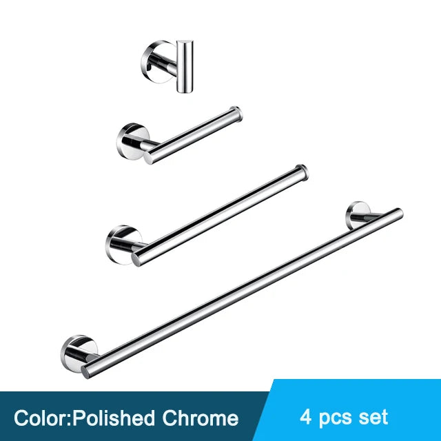 Black Wall-mounted Black Stainless Steel Towel Rack Set Towel Bar Toilet Paper Holder Robe Towel Hooks Bathroom  Accessories Kit - Daisan Mart