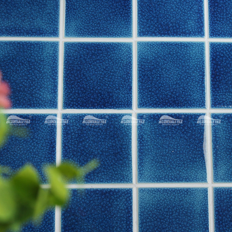 4 inch square dark blue glazed ceramic mosaic tiles, crack resistant, 100x100mm, for swimming pools 