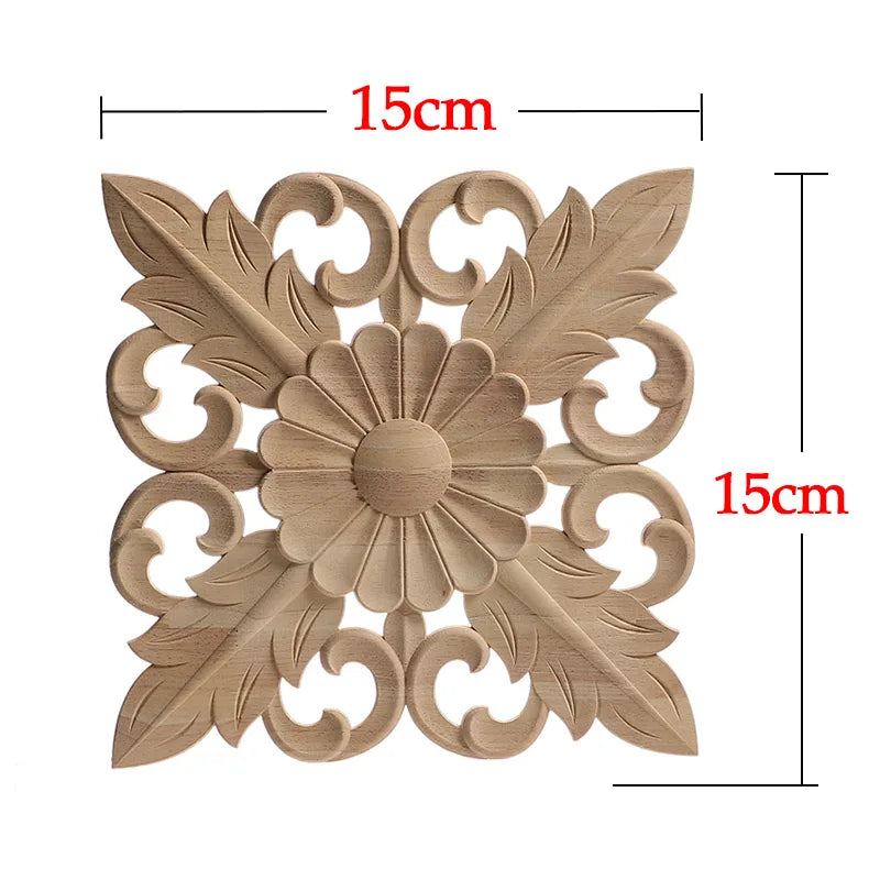 Wood Mouldings Wood Carving Door Onlay Wood Applique Wood Decal Antique Retro Modern Long Leaves Wooden Cabinet Furniture Corner