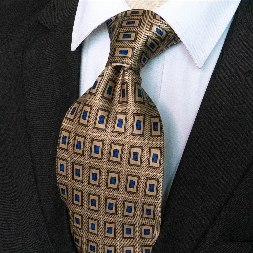 Cà vạt lụa nam họa tiết caro cổ điển thủ công