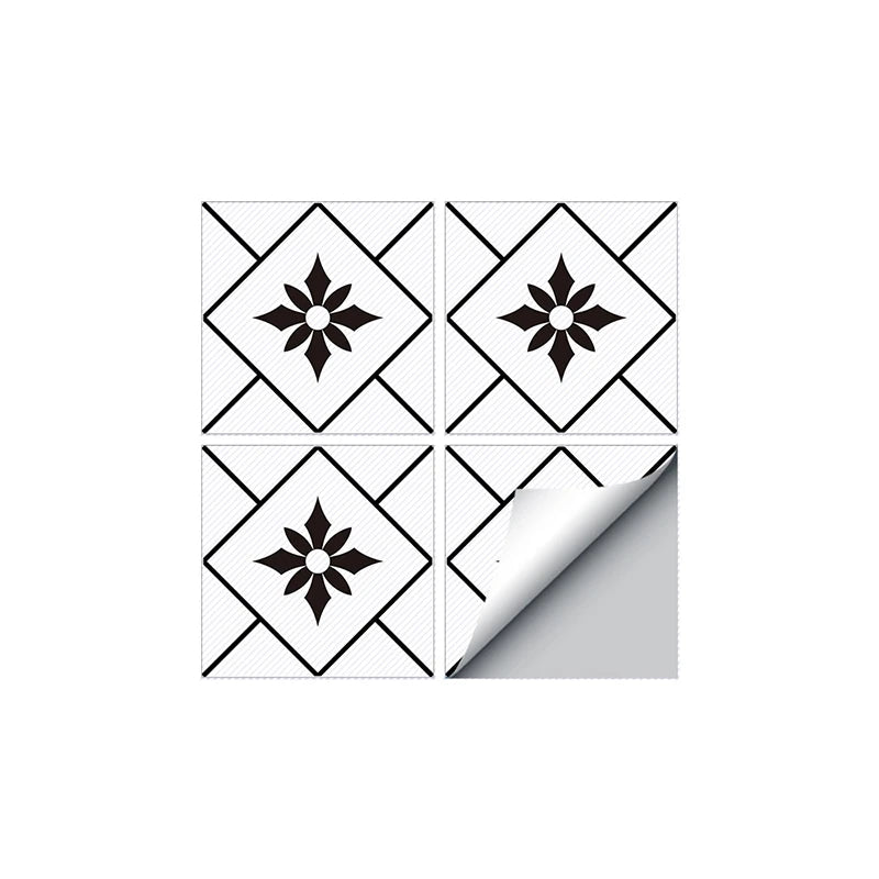 Classic European Black And White Tile Floor Stickers 3D Adhesive Kitchen Corridor Decoration Wallpaper Waterproof