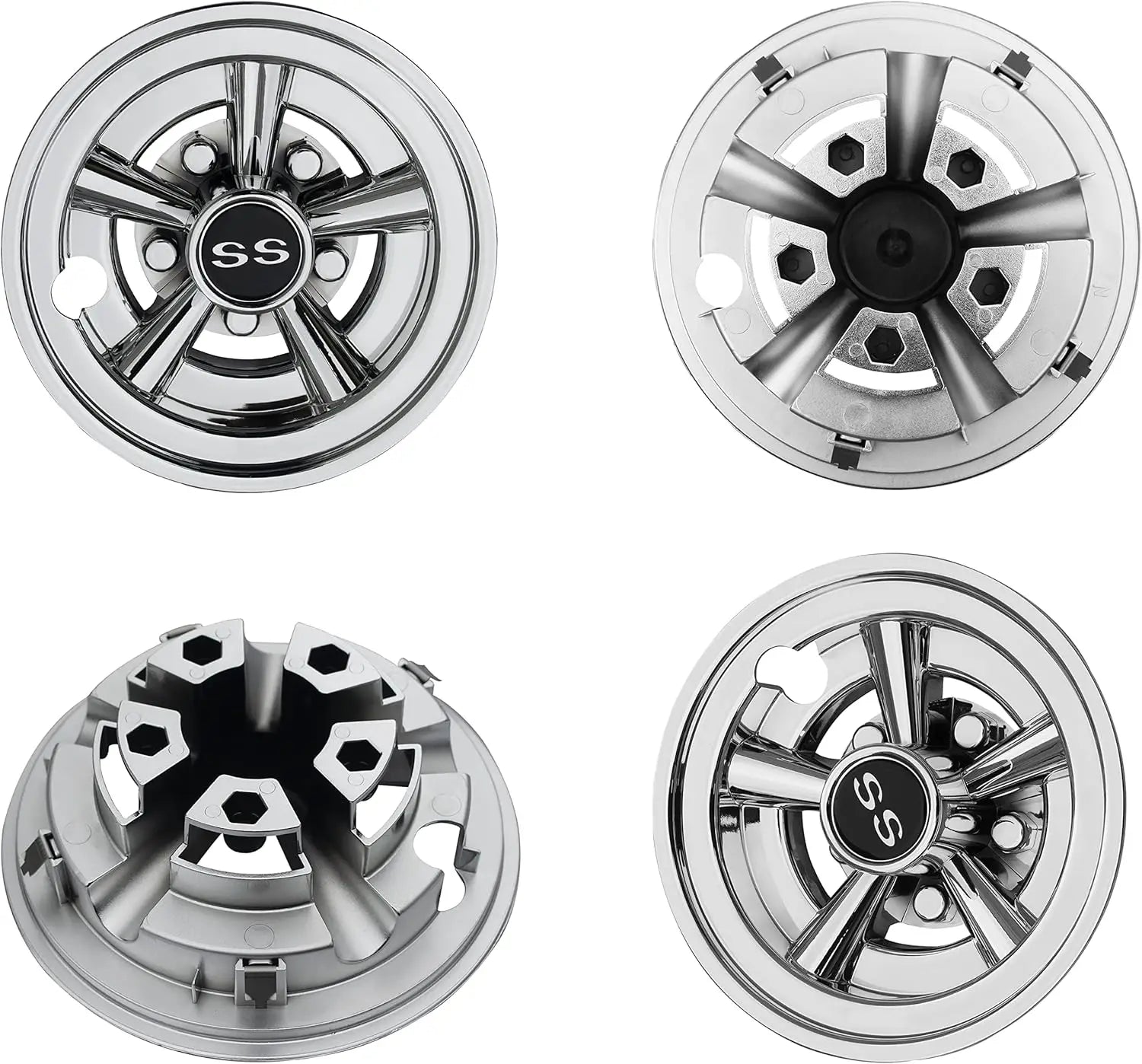 Set of 4 8 Inch SS Wheel Covers for EZGO Yamaha Golf Carts