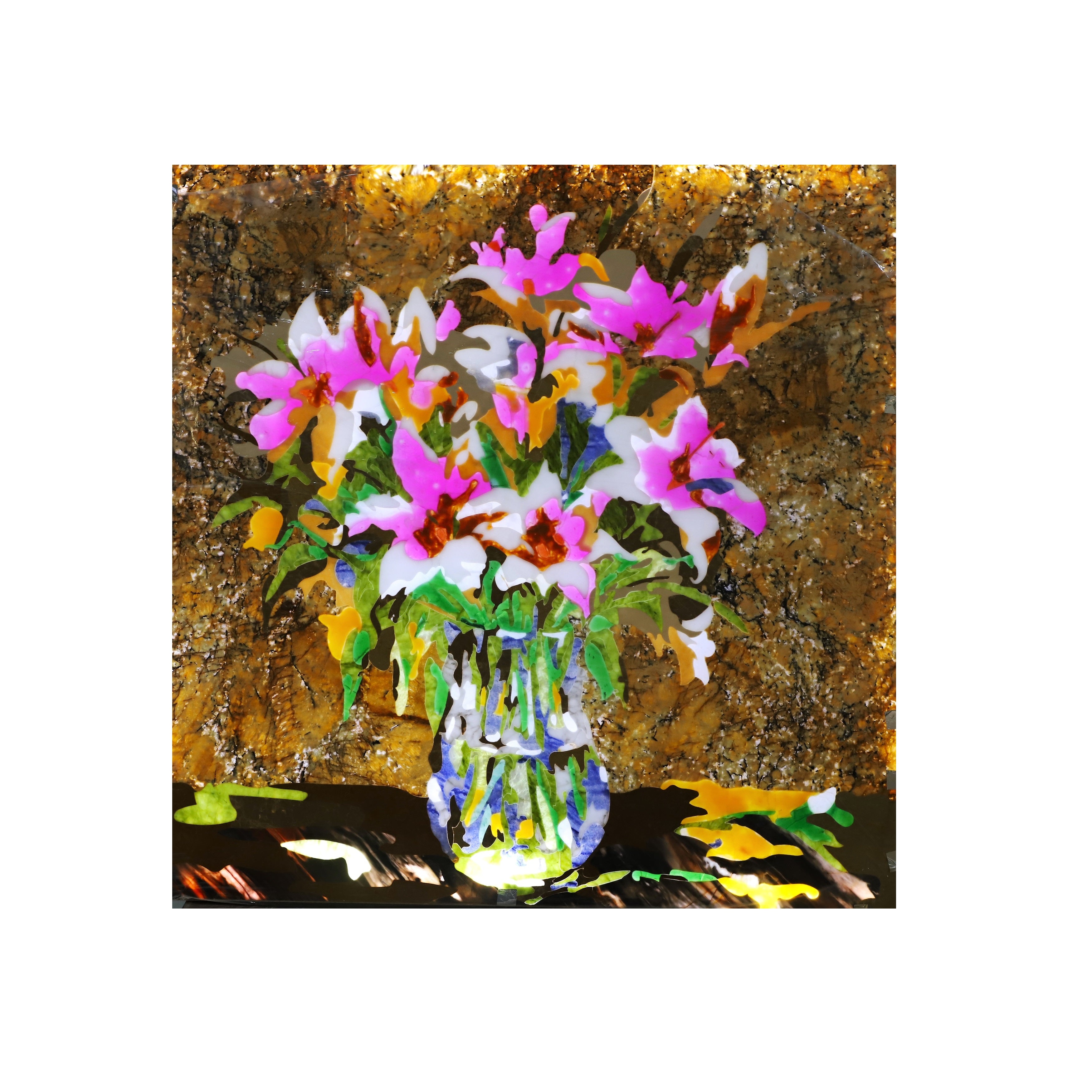 Decorative stone photo frame wall art transparent material optoelectronic device 