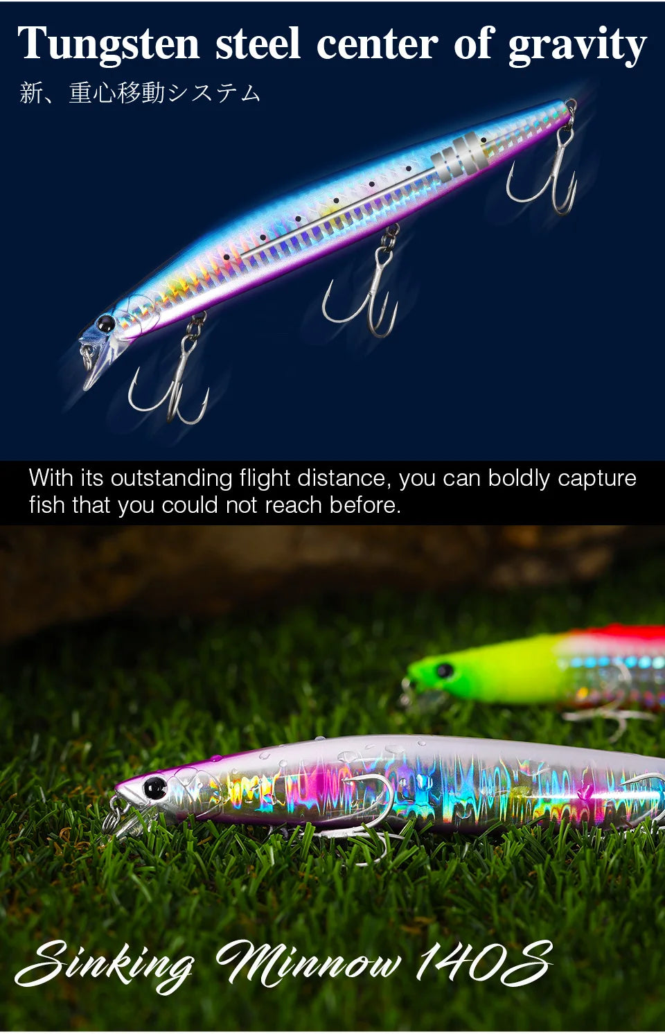 TSURINOYA 140mm 26g DW92 Sinking Minnow Saltwater Freshwater Black Bass Pike Bait Long Casting Sinker Weight Jerkbait Wobblers