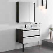 Wholesale Modern Floor Mounted Mirror Cabinet Waterproof PVC Bathroom Cabinet With Sink 