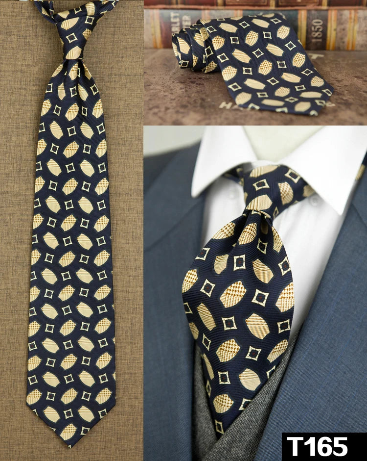 復古領帶，10厘米，100%真絲，抽象圖案