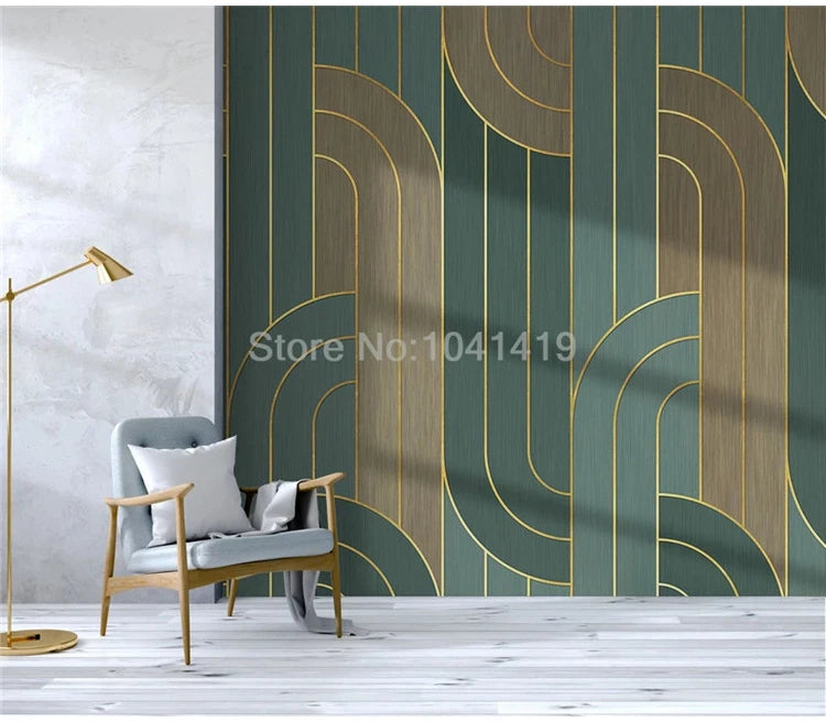 Photo Wallpaper Modern Geometric Abstract Golden Lines Texture Living Room Bedroom Background Wall Painting Papel De Parede 3 D