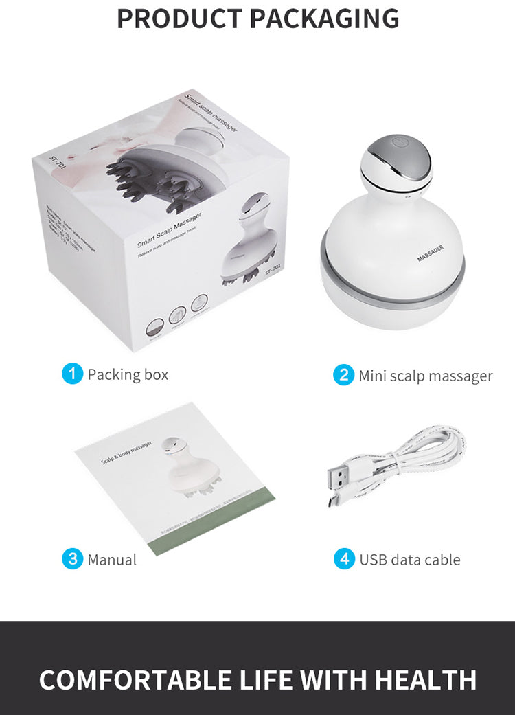 Electronic head and scalp massager with 6 massage modes 