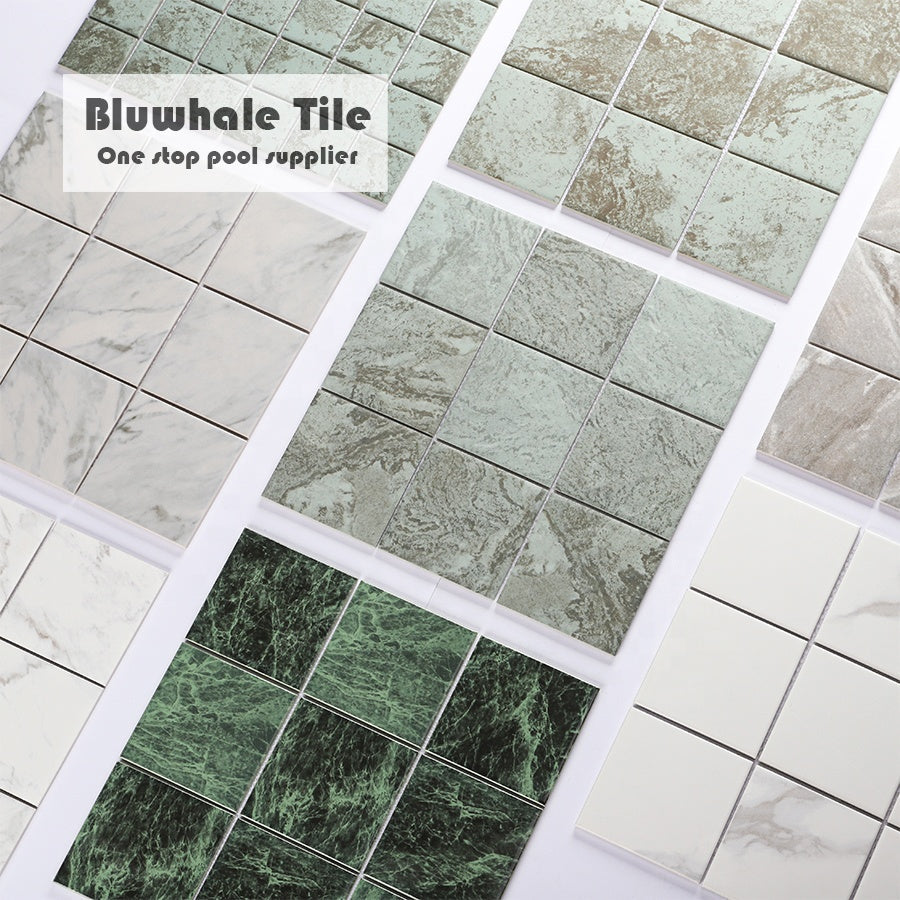 Bali Sukabumi natural blue glossy glazed marble mosaic tiles for swimming pool 
