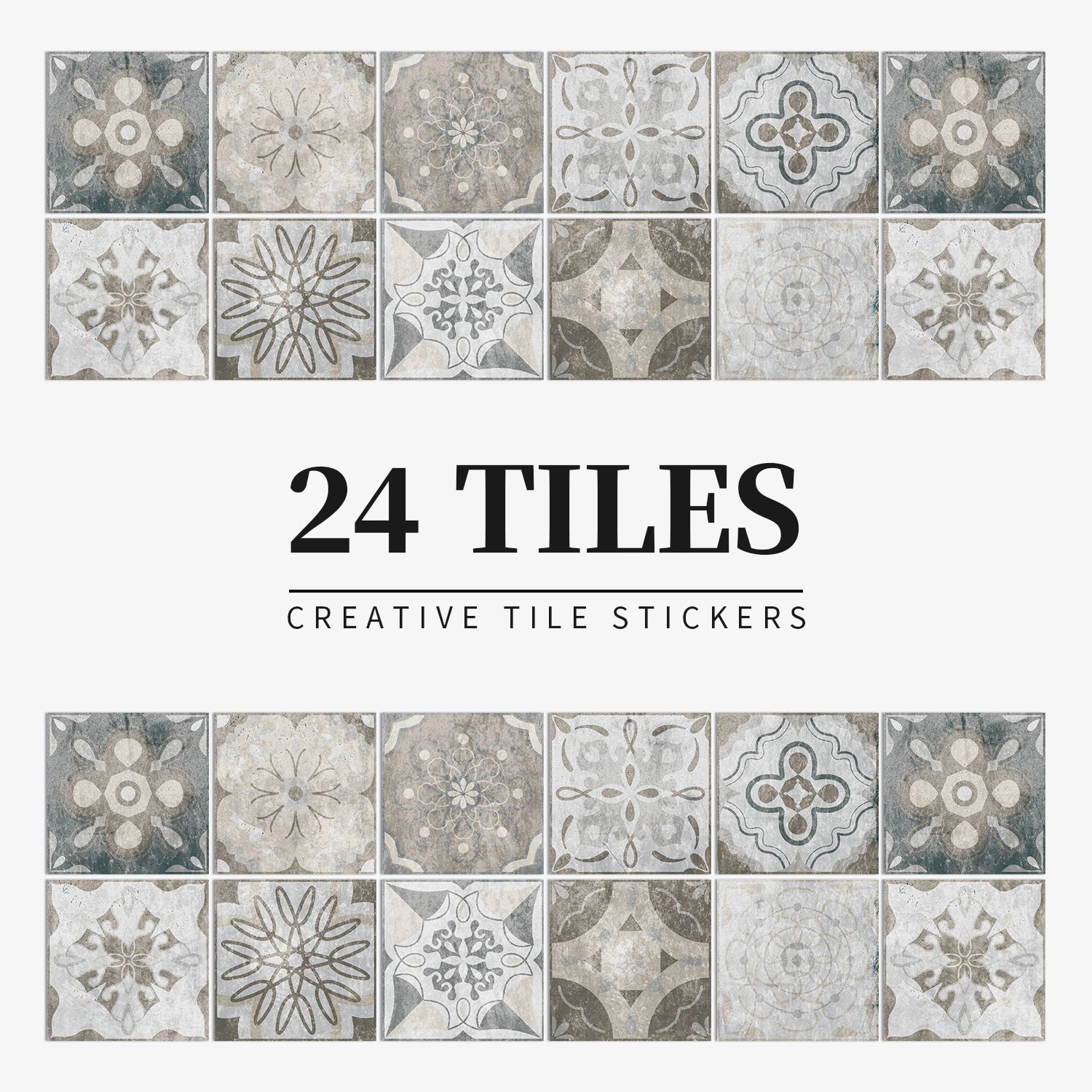24pcs/set Light Color Tiles Sticker Wall Stickers Kitchen Bathroom Home Renovation Wallpaper Waterproof Self-adhesive Wall Decal