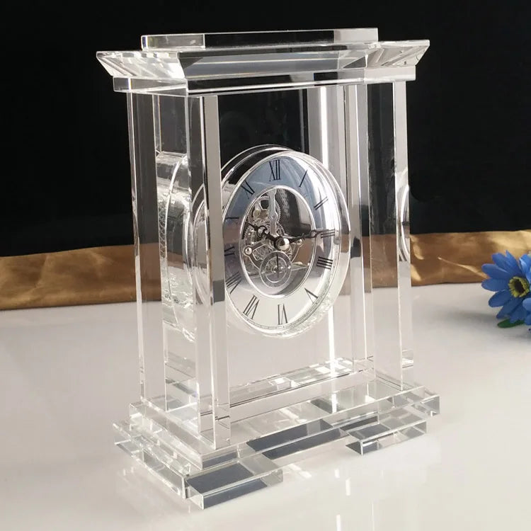 Small Bridge Wholesale Customization New Design Large Crystal Desk Clock for Home Decoration