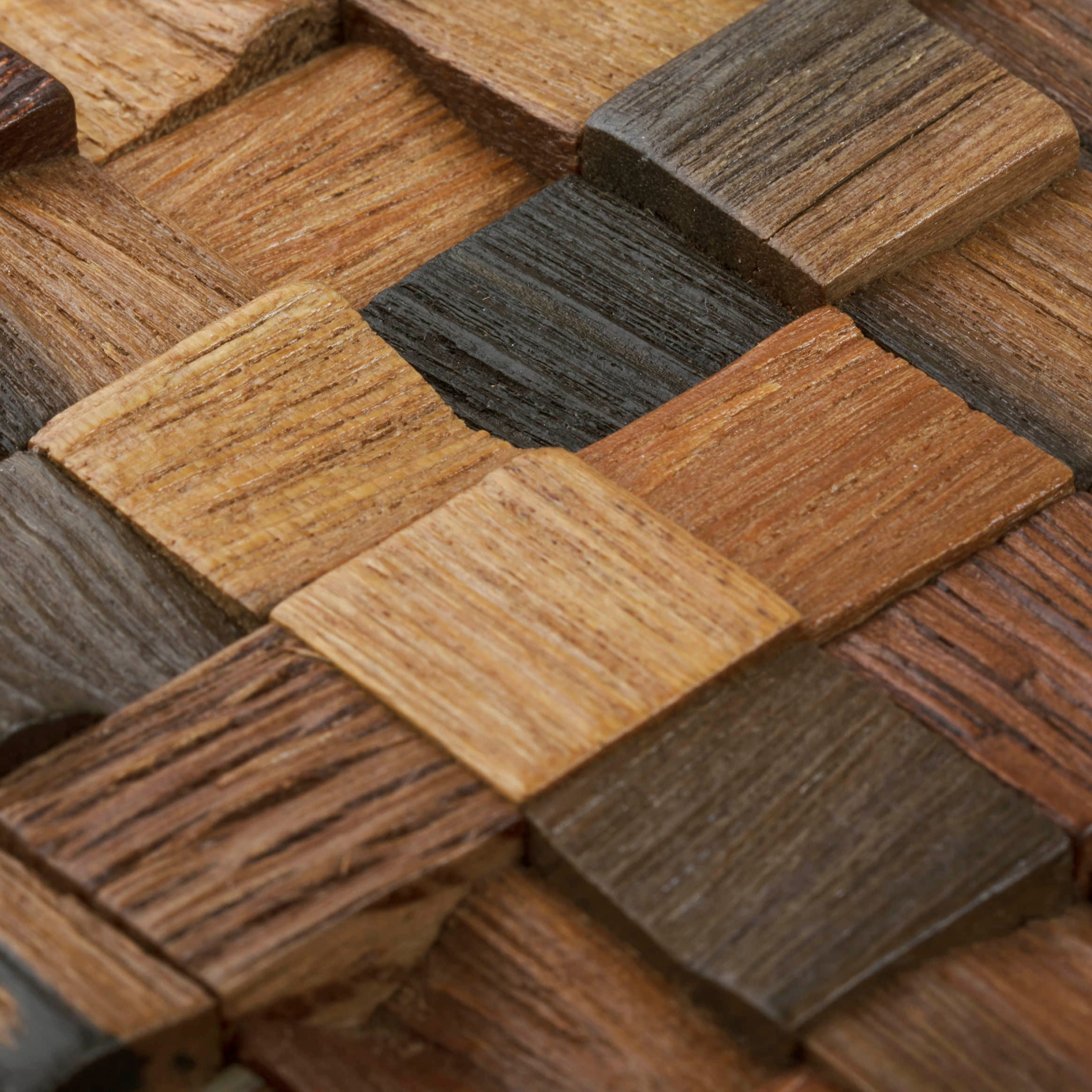 OEM&amp;ODM manufacturer brown square wood mosaic bathroom wall tiles 