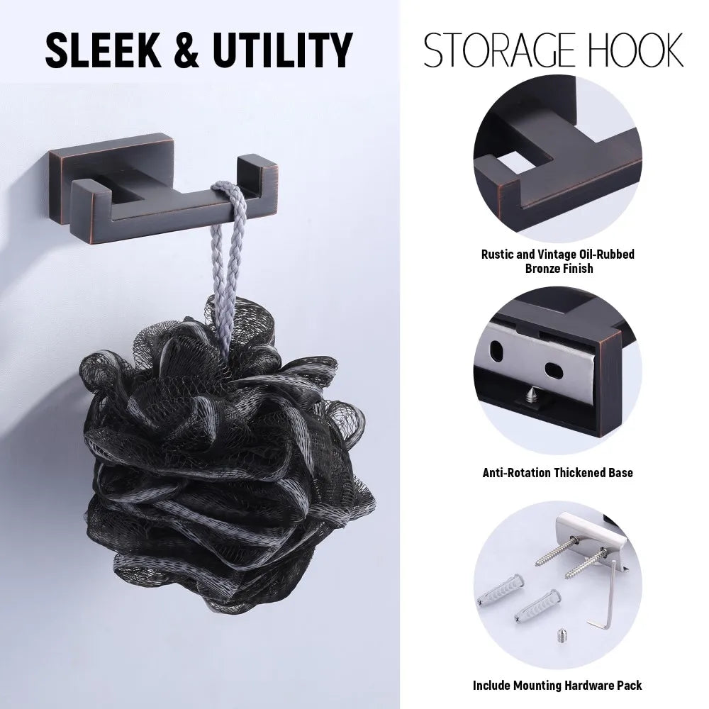 304 Stainless Steel Wall Hooks, Modern Minimalist Oil Rubbed Bronze Bathroom Metal Towel Hook Wall Mounted Coat Hook - Daisan Mart