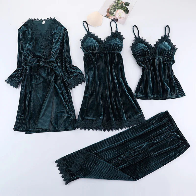 Women's Pajamas 2022 - Luxurious &amp; Warm Gold Velvet