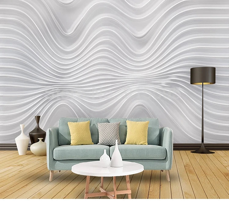 Custom 3D Stereoscopic Embossed Curve Stripe Mural Wallpapers For Living Room TV Background Wall Covering Photo Papel De Parede - Daisan Mart