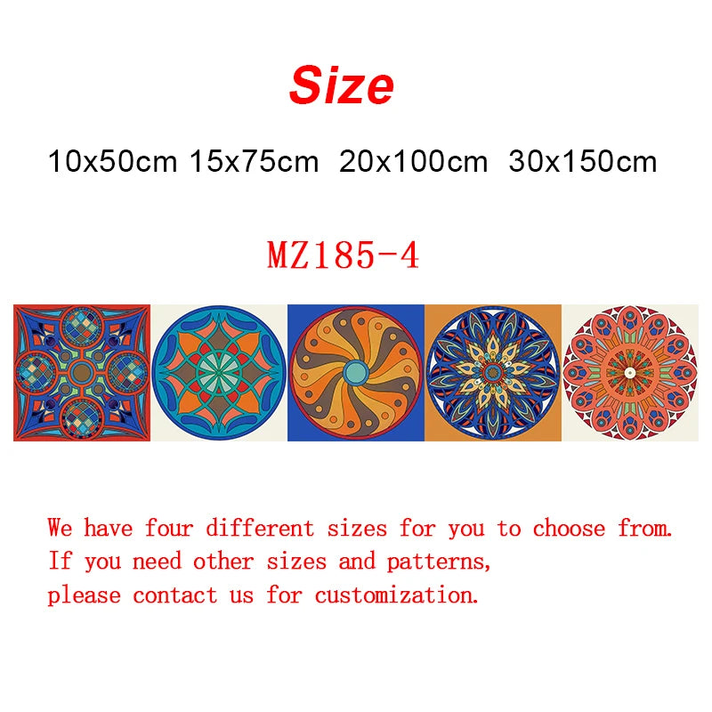 Colorful Mandala Style Strip Tiles Wall Sticker Kitchen Wardrobe Bathroom Waterproof Wallpaper Peel &amp; Stick Art Wall Decals