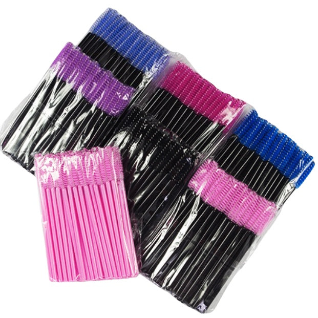 50 Disposable Mascara and Eyelash Extension Brushes with Convenient Eco-Friendly Plastic Handle 
