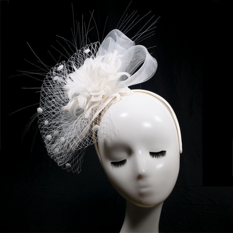 Mũ Fascinator Sinamay Hoàng Gia Tiệc Cưới Derby Hoa Lưới Lông Vũ Nữ Đi Nhà Thờ - Daisan Mart