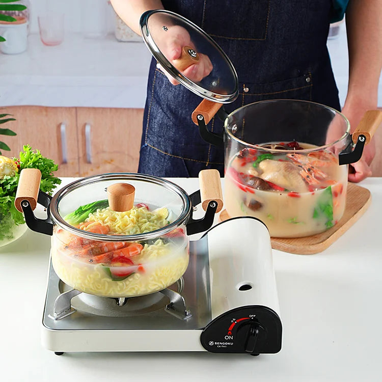 High quality transparent heat-resistant glass pot with lid