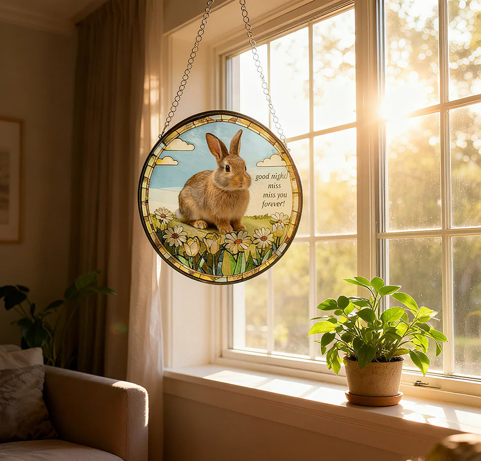 Personalized Memorial Stained Hanging Decor for Lost/Deceased Bunnies