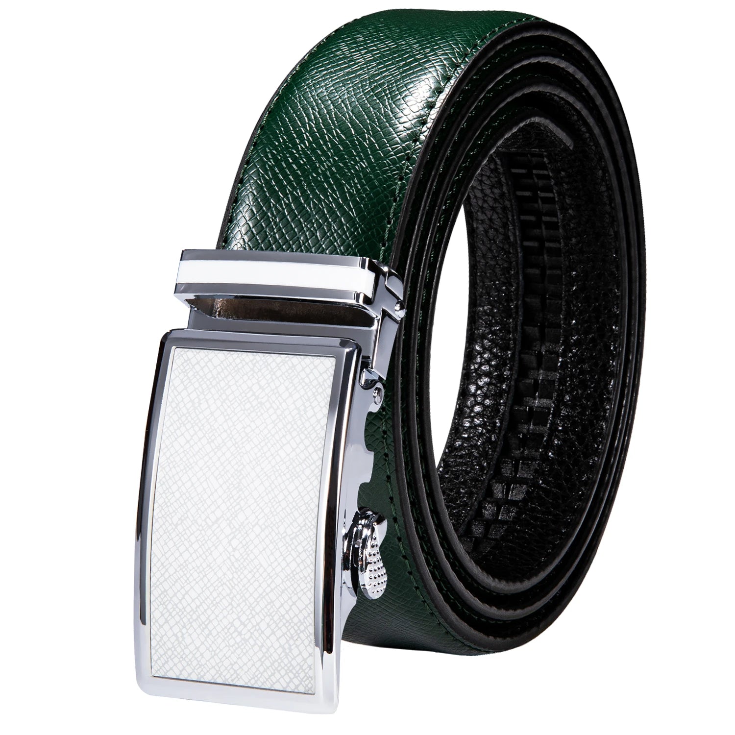 Men's Classy Blue Leather Belt, Automatic Buckle