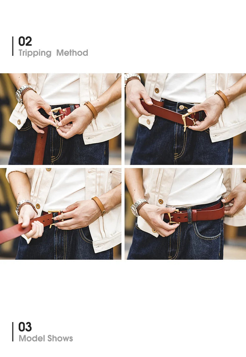 Thắt Lưng Da Bò Cao Cấp Maden Vintage Cho Nam Nữ