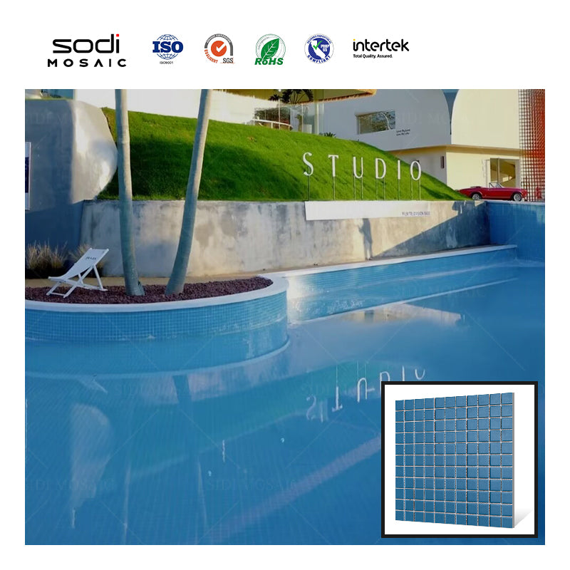 Ocean Blue Glazed Mosaic Tiles for Kitchen, Bathroom, Hotel Swimming Pool Decoration 