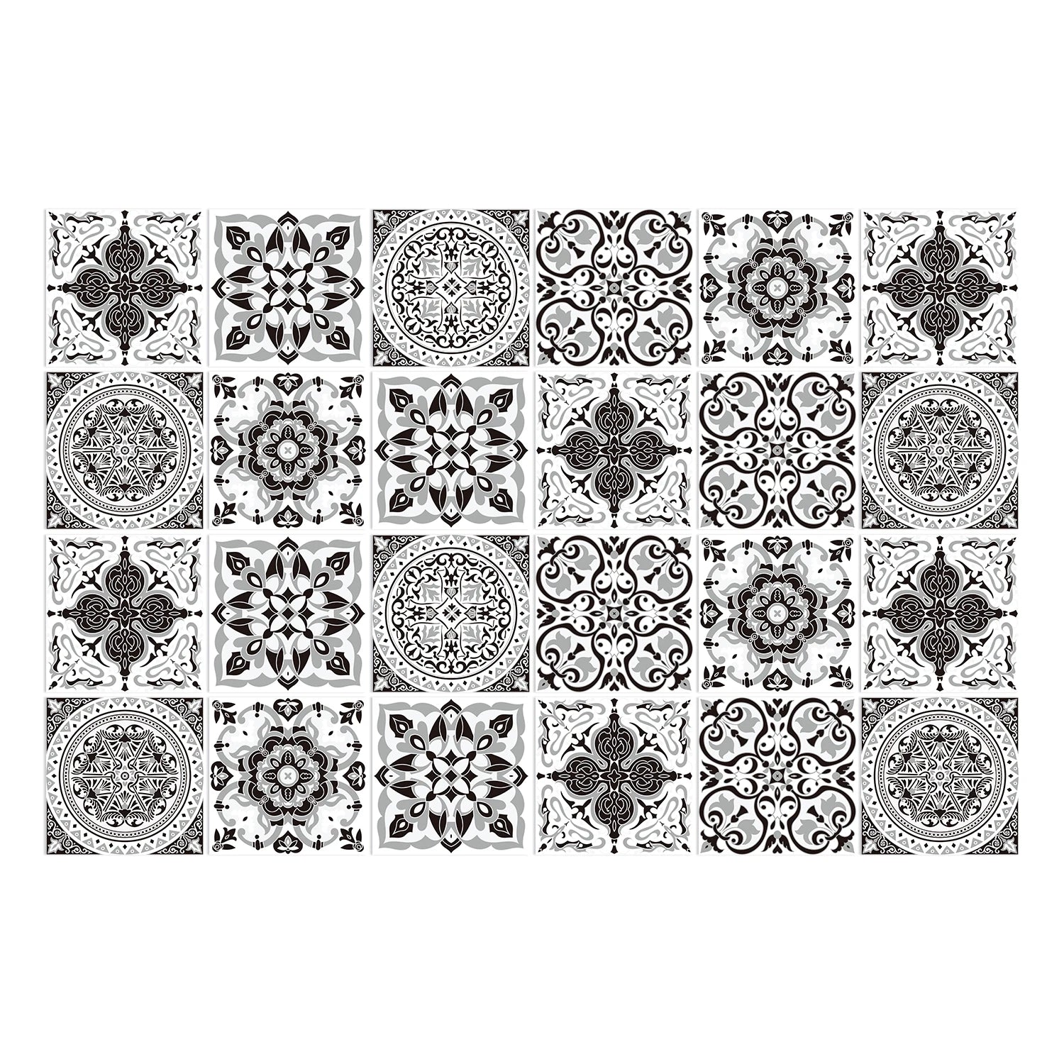 24pcs Retro Gray Kitchen Tile Sticker Wall Waterproof Self Adhesive Wallpaper PVC Furniture Cabinet Surface DIY Decorative Decal