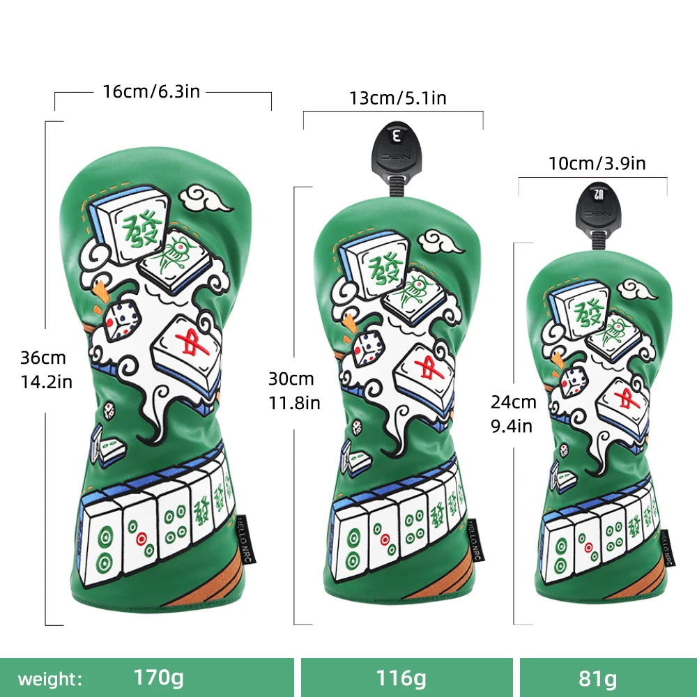 Mahjong Embroidered PU Leather Golf Club - Unique Style