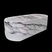 Modern Lilac White Marble Bathtub Stylish Marble Bathtub Freestanding Oval Bathtub for Bathroom Decoration 