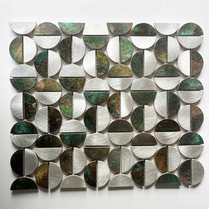 ALCC1011 Modern round metal mosaic wall tiles for kitchen and bathroom decoration 