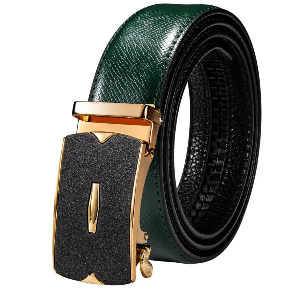 Men's Classy Blue Leather Belt, Automatic Buckle