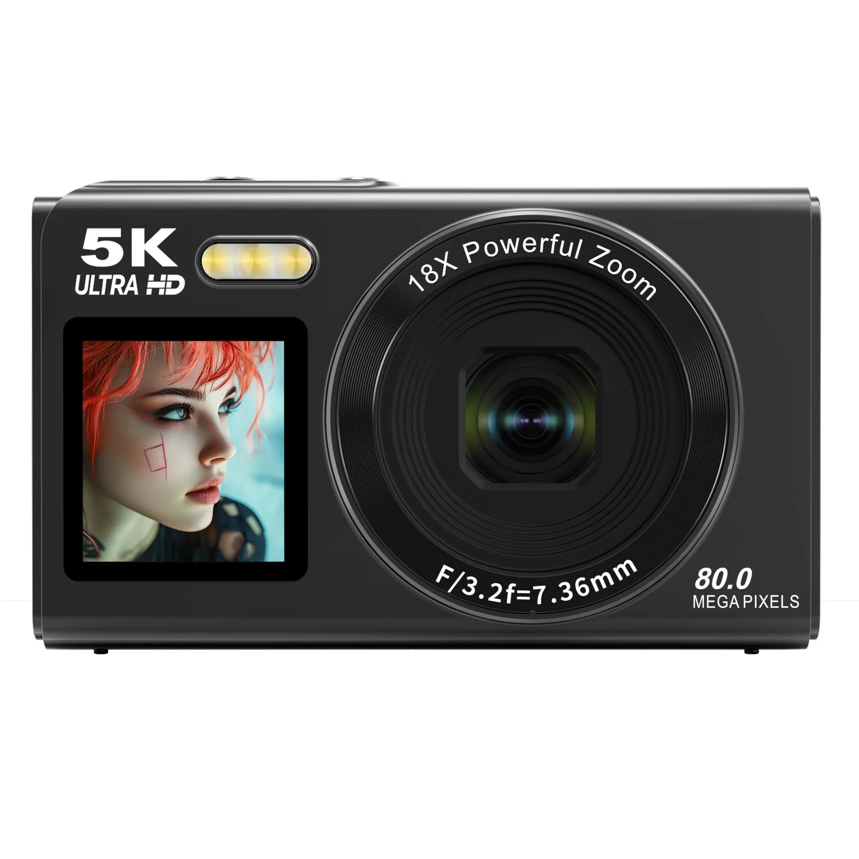 Mini Camera 5K 80MP Dual Screen WIFI 18X Zoom Vlog