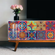 Colorful Mandala Style Strip Tiles Wall Sticker Kitchen Wardrobe Bathroom Waterproof Wallpaper Peel &amp; Stick Art Wall Decals
