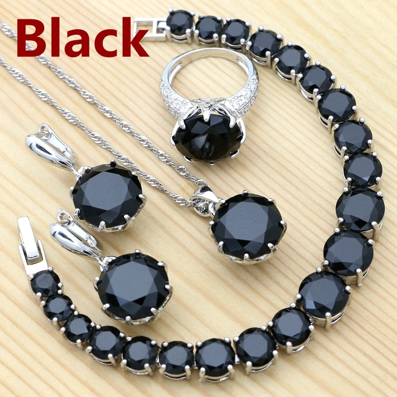 925 Silver Jewelry Set with Olive Green Stone for Women