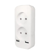 European standard two-position socket with dual USB ports, 5V 2A output,1 to 2 ways Eu Conversion Plug