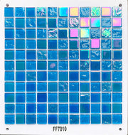 Modern colorful iridescent square crystal glass mosaic tiles 4mm thick for exterior wall decoration of villas 