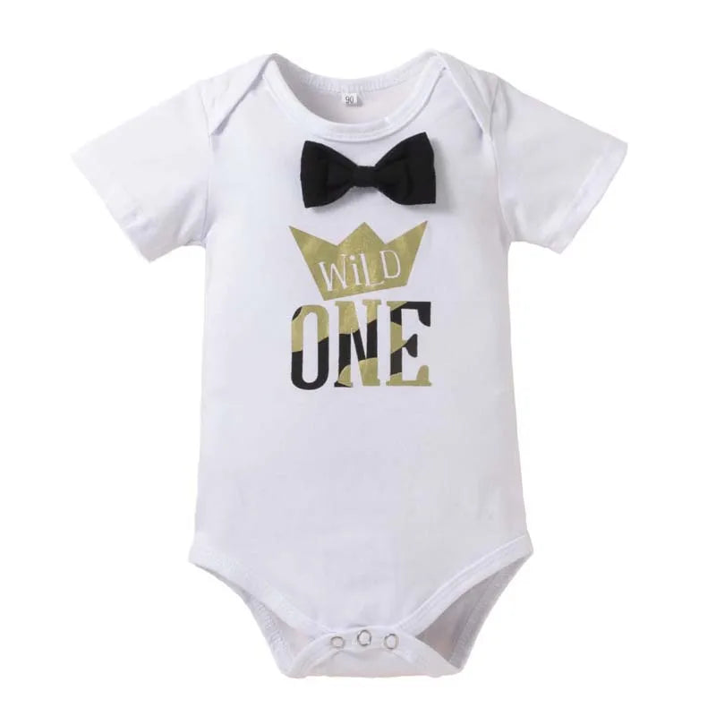 Bộ Bodysuit Cotton 1 Tuổi Bé Trai Wild One 2 Món