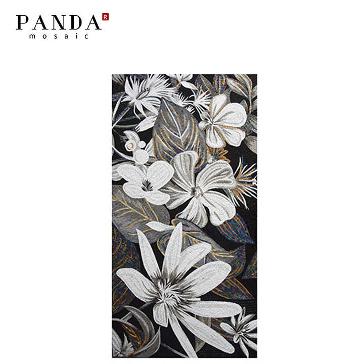 Art glass tiles mosaic flower wall painting bathroom decoration tile design 